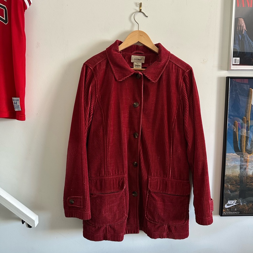 L.L. Bean Red Corduroy Trench Coat